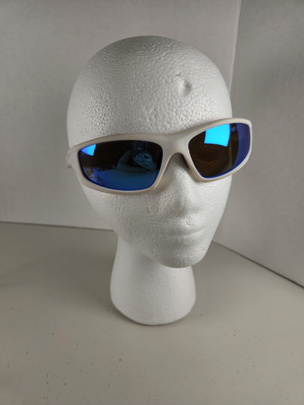 Shady Ray's Polarized White Frame Sunglasses Blue Mirrored Lenses W Soft Case